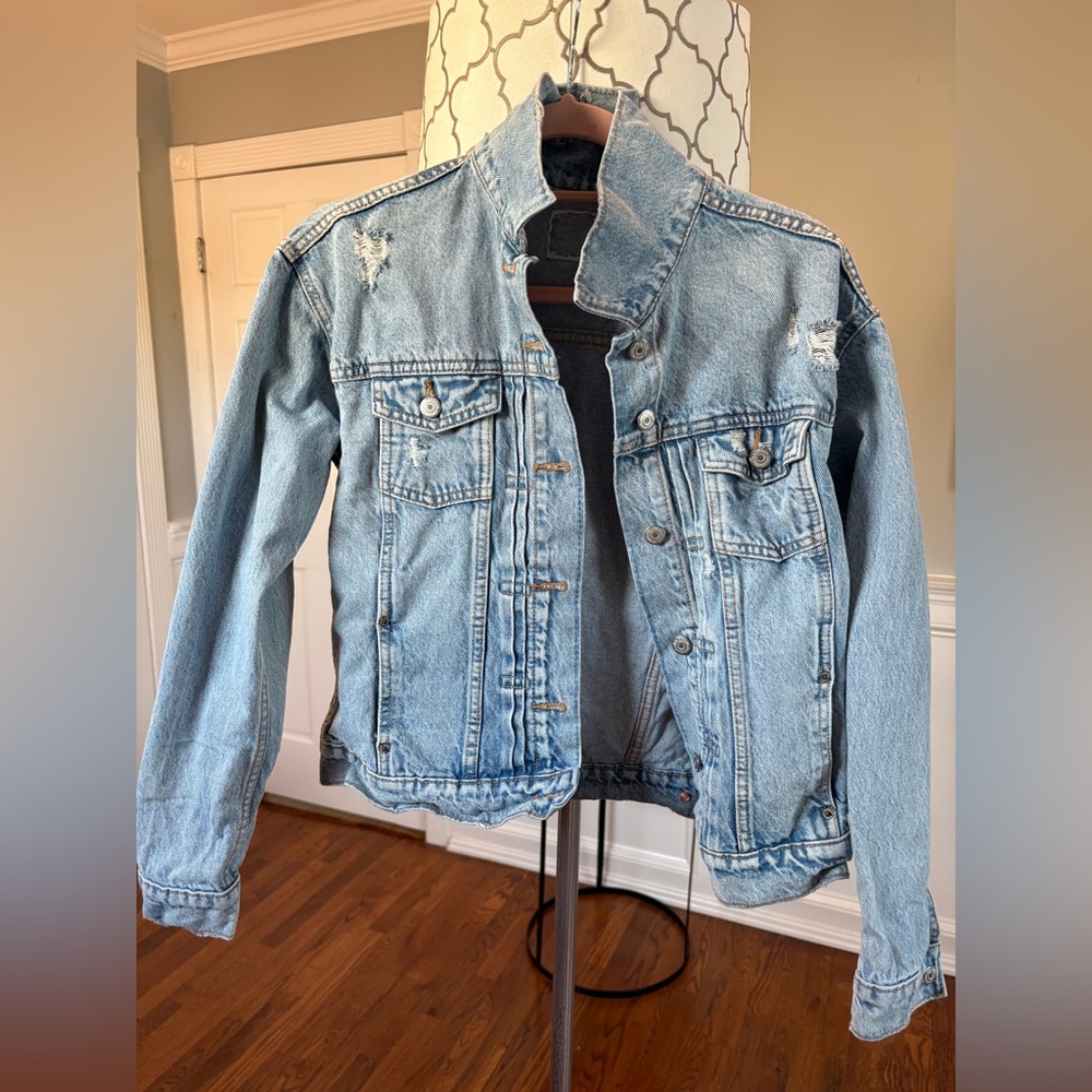Light Blue Distressed Jean Jacket